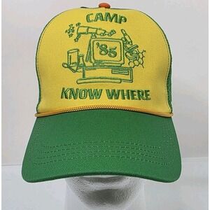 STRANGER THINGS "CAMP KNOW WHERE '85" Snapback Hat / Cap Green/ Yellow Logo